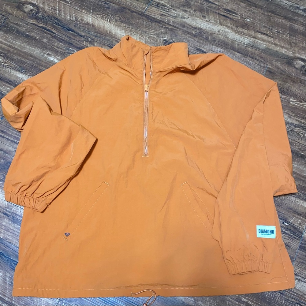Diamond Supply Mens Orange‎ 1/2 Zip Windbreaker Jacket NWT XL